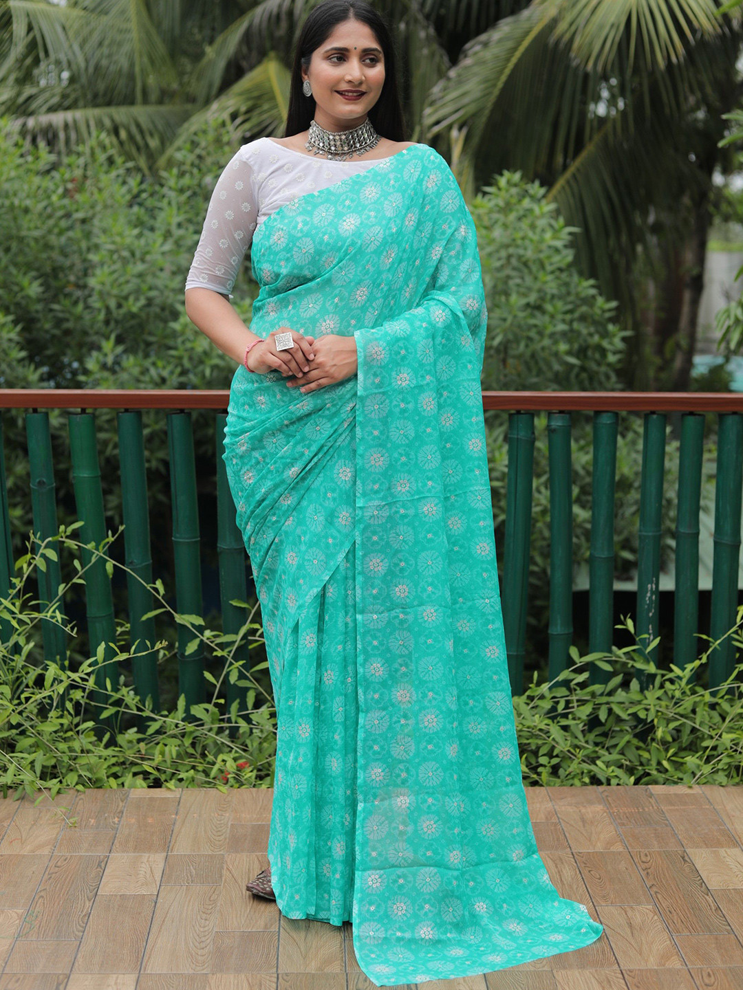 

Anaita Ethnic Motifs Designer Saree, Turquoise blue