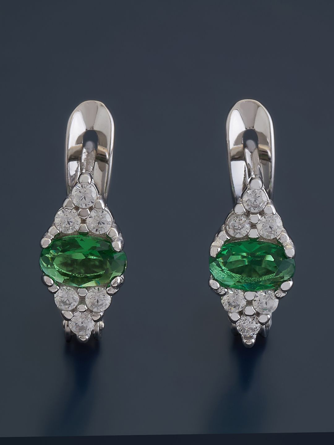 

Kushal's Fashion Jewellery Sterling Silver Cubic Zirconia Rhodium-Plated Hoop Earrings, Green