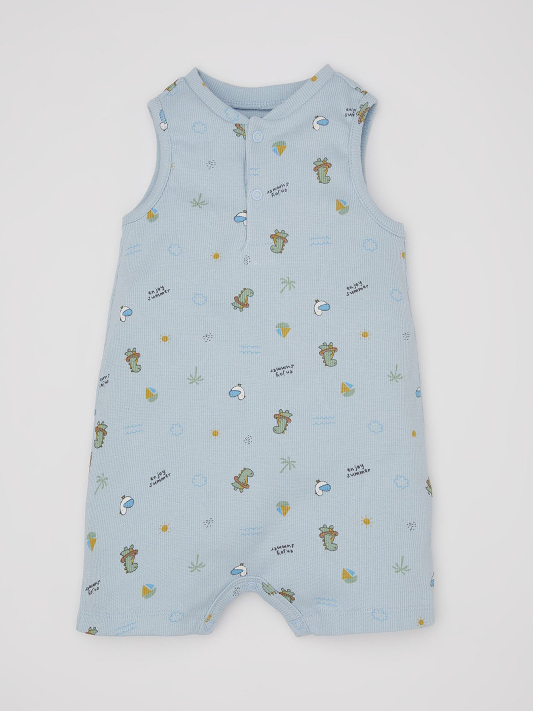

DeFacto Boys Printed Cotton Rompers, Blue