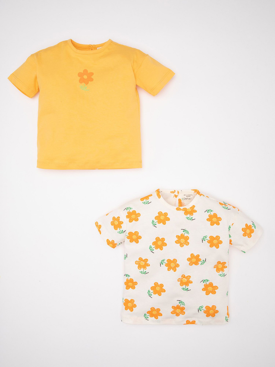 

DeFacto Girls Floral Printed Round Neck Cotton T-shirt, Yellow