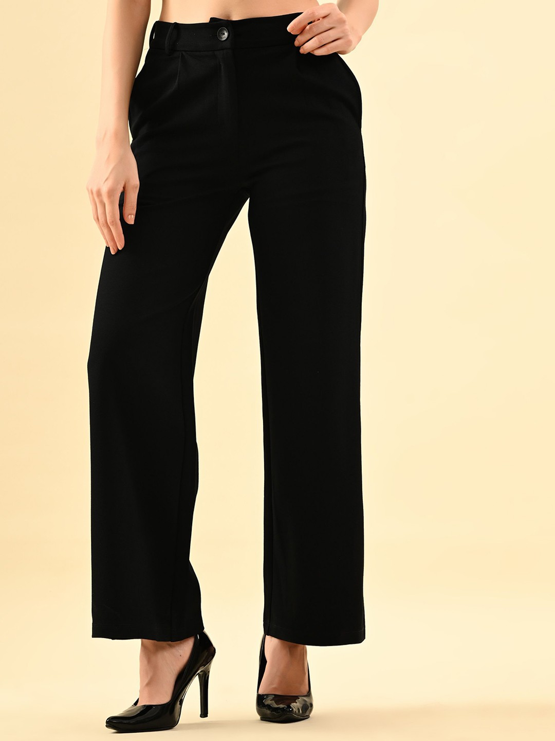 

PANDORNA Women High-Rise Wide Leg Trousers, Black