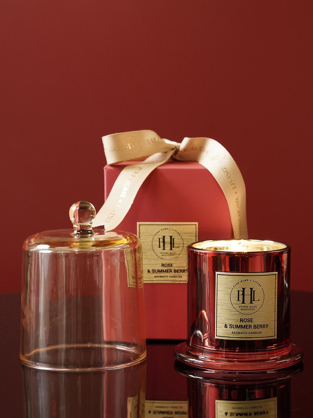 

Pure Home and Living Red Rose & Summer Scented Glass Bell Jar Candle