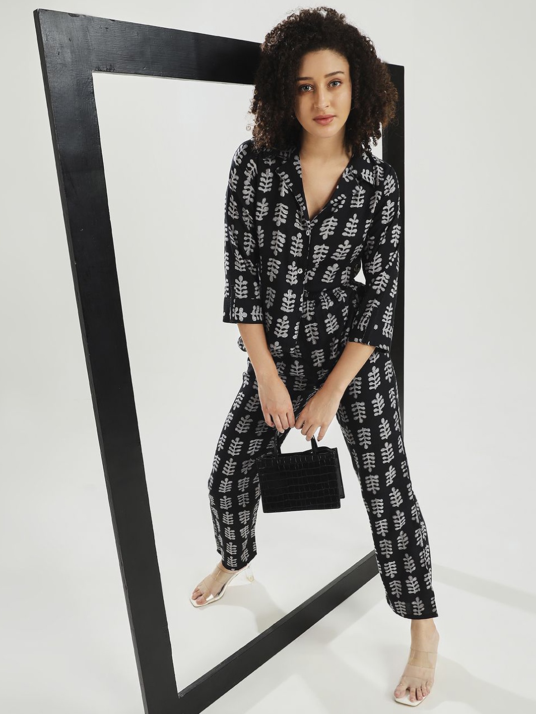 

CARTYSHOP Printed Shirt With Trouser, Black
