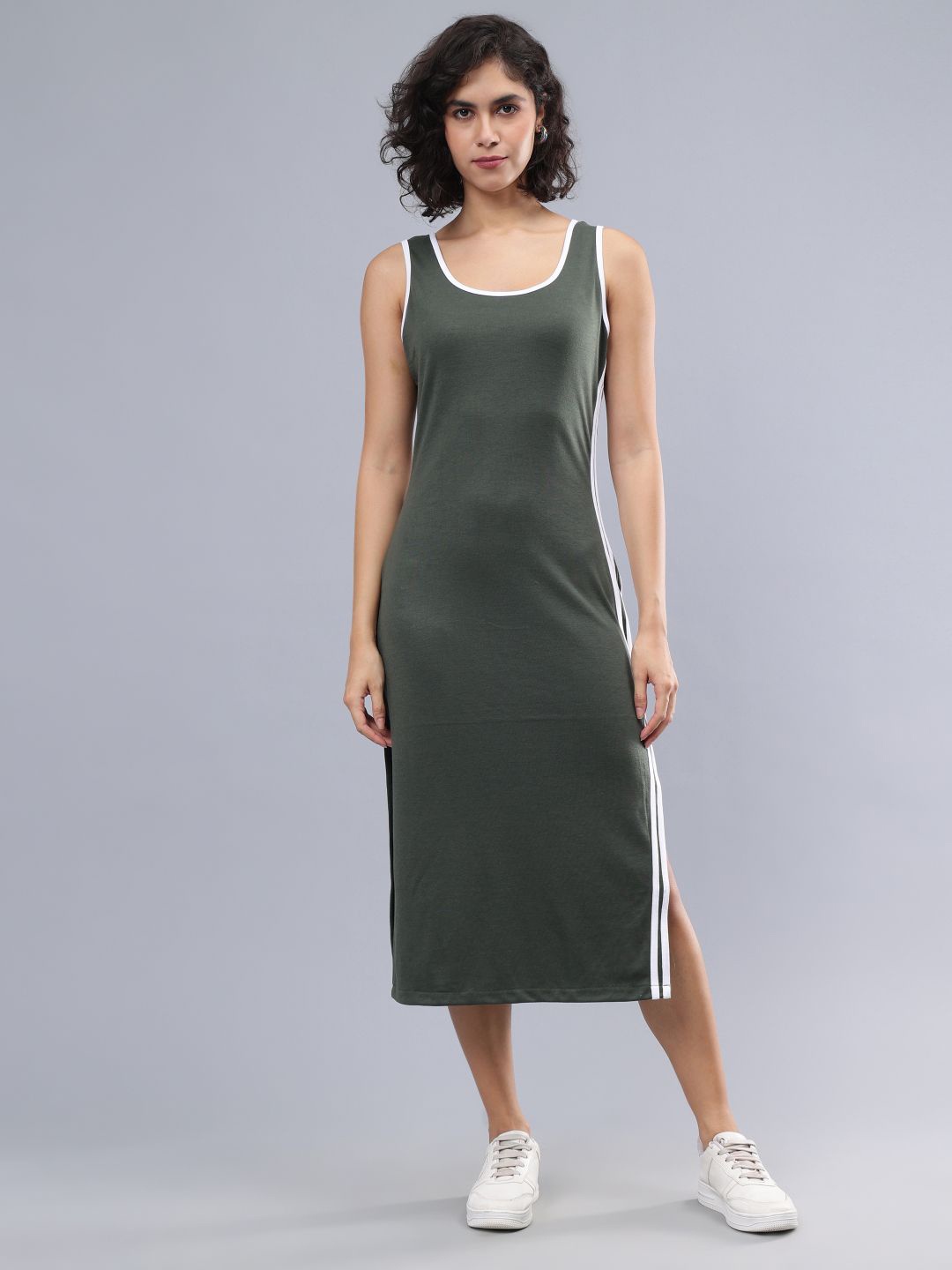 

ENTELLUS Sleeveless Midi Sheath Dress, Olive