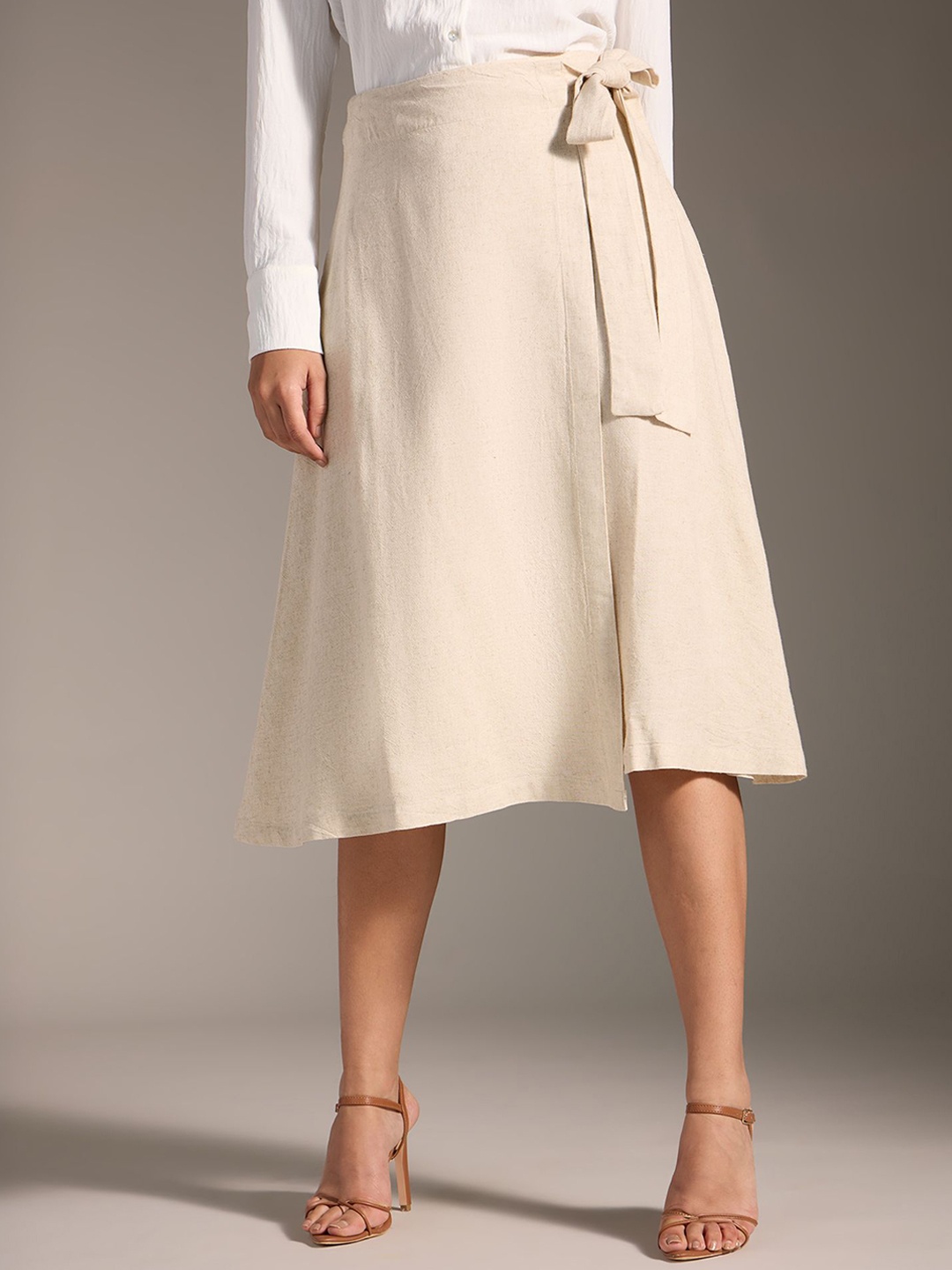 

20Dresses Women A Line Midi Wrap Skirt, Beige