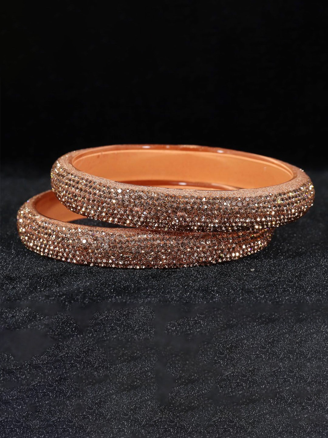 

ZULKA Set Of 2 Zircon Gemstone Bangle, Peach