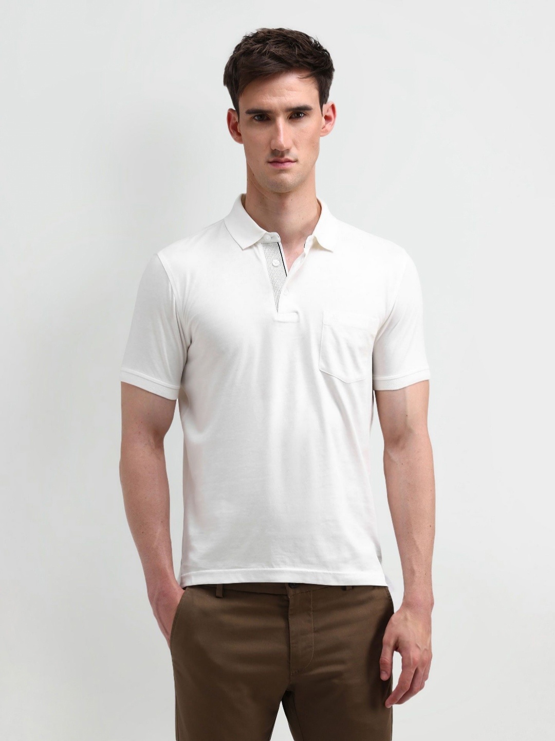

Arrow Men Solid Polo Collar Cotton T-shirt, White