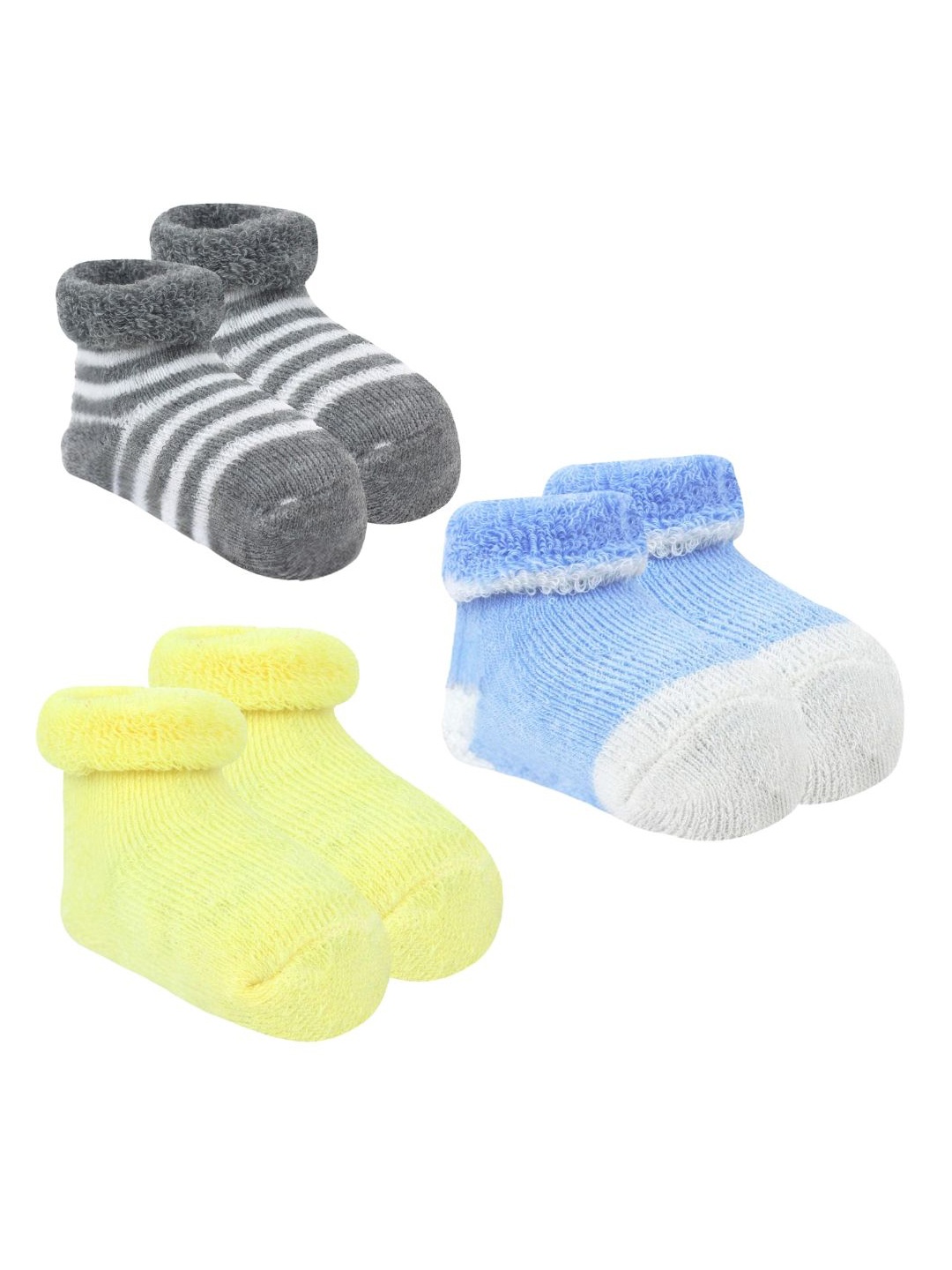 

BAESD Infants Pack Of 3 Striped Cotton Ankle Length Socks, Yellow