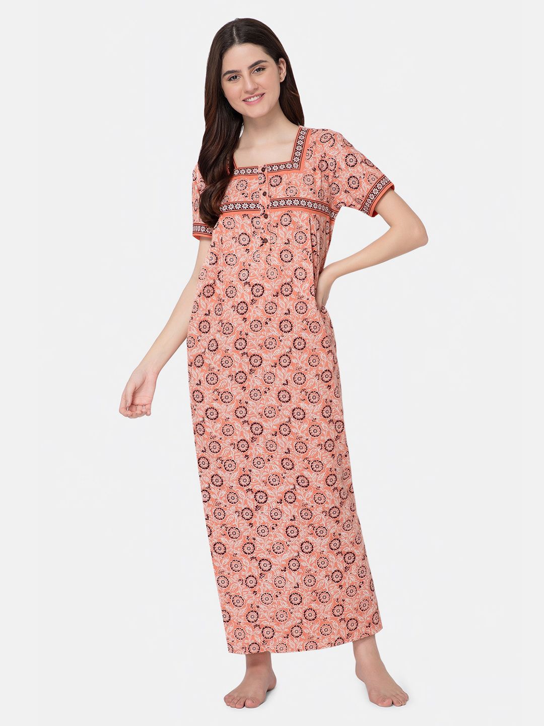 

NAIDU HALL Printed Maxi Nightdress, Peach