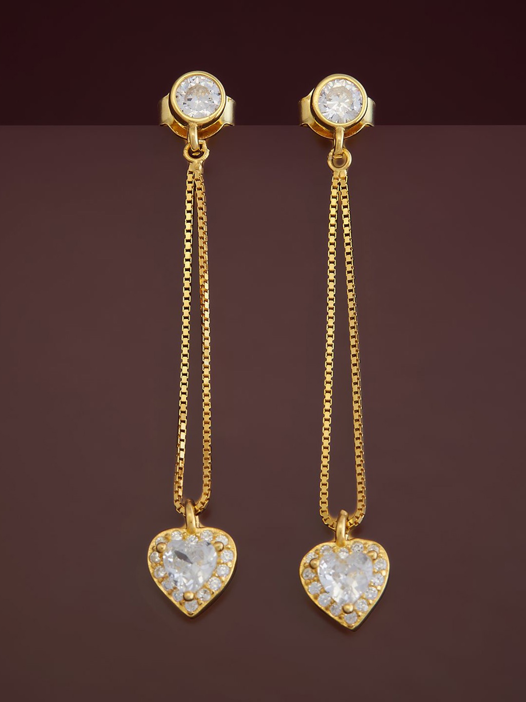 

Kushal's Fashion Jewellery Sterling Silver Cubic Zirconia Gold-Plated Drop Earrings