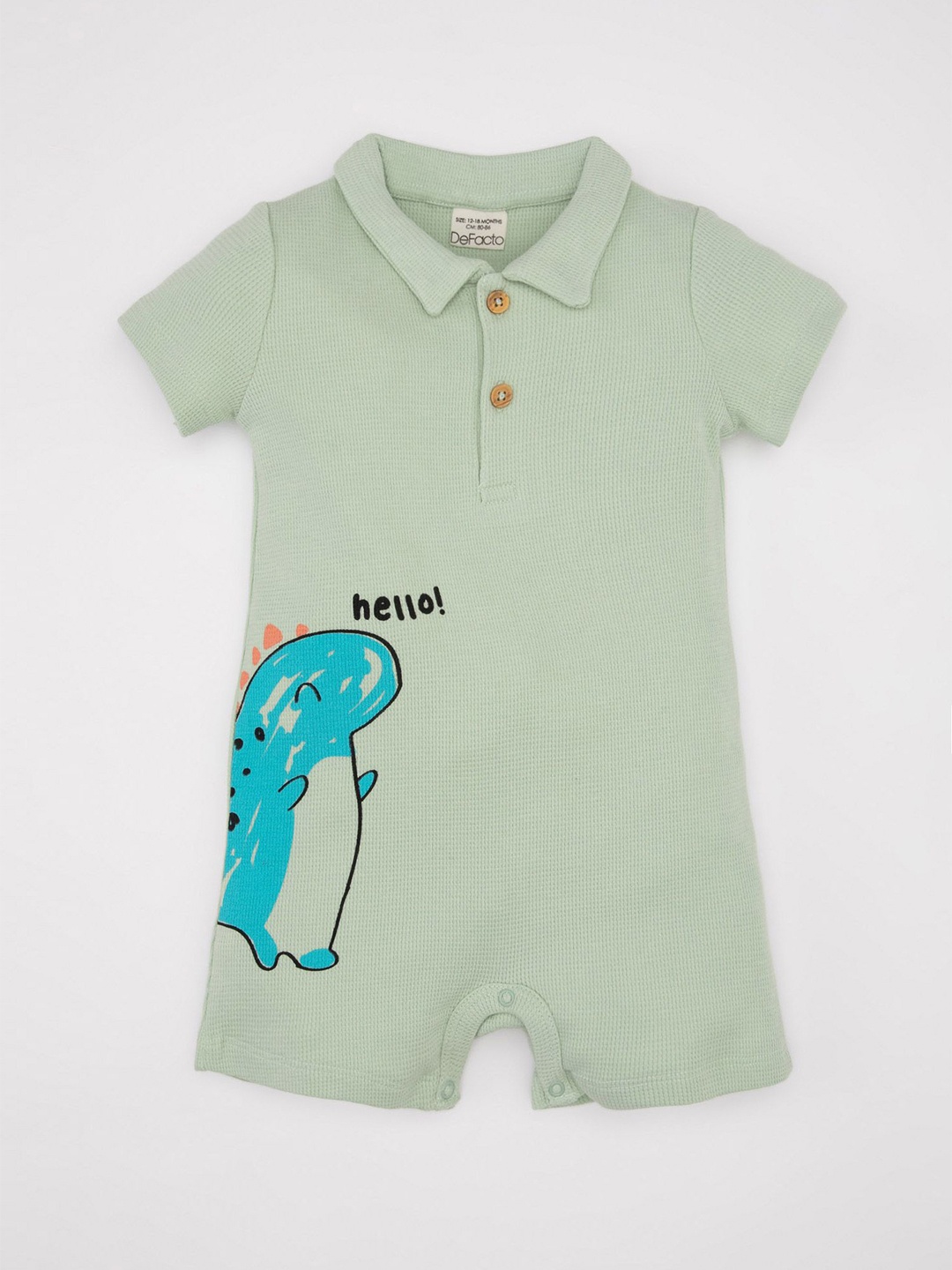 

DeFacto Boys Printed Pure Cotton Playsuit, Green