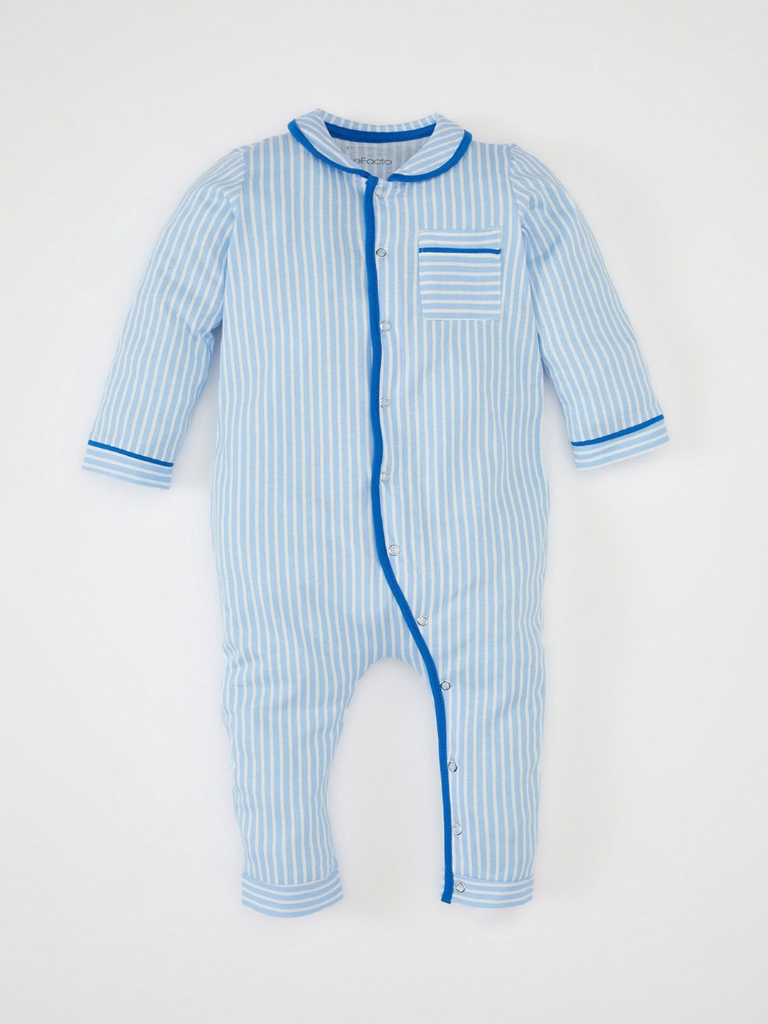

DeFacto Boys Striped Printed Pure Cotton Rompers, Blue