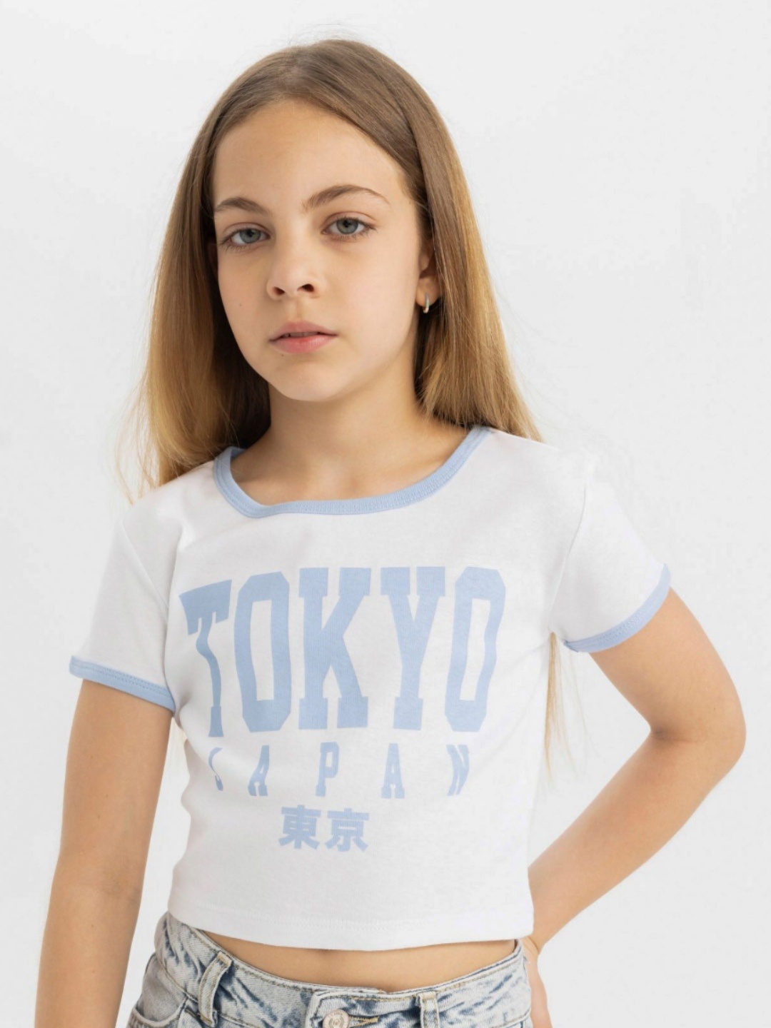 

DeFacto Girls Typography Printed Round Neck Cotton T-shirt, White