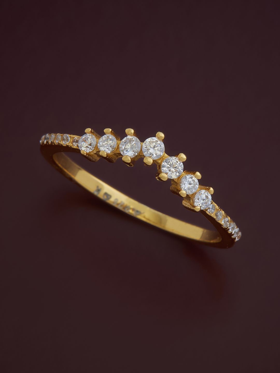 

Kushal's Fashion Jewellery 92.5 Pure Silver Gold-Plated Cubic Zirconia Studded Finger Ring