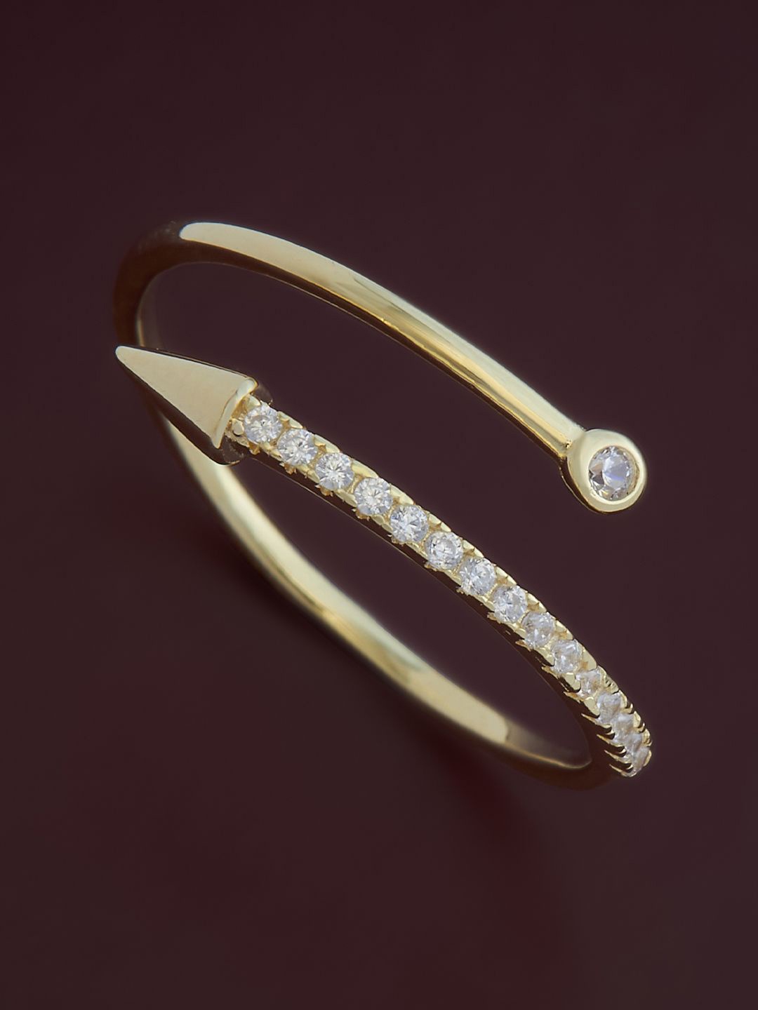 

Kushal's Fashion Jewellery Sterling Silver Cubic Zirconia Gold-Plated Finger Ring