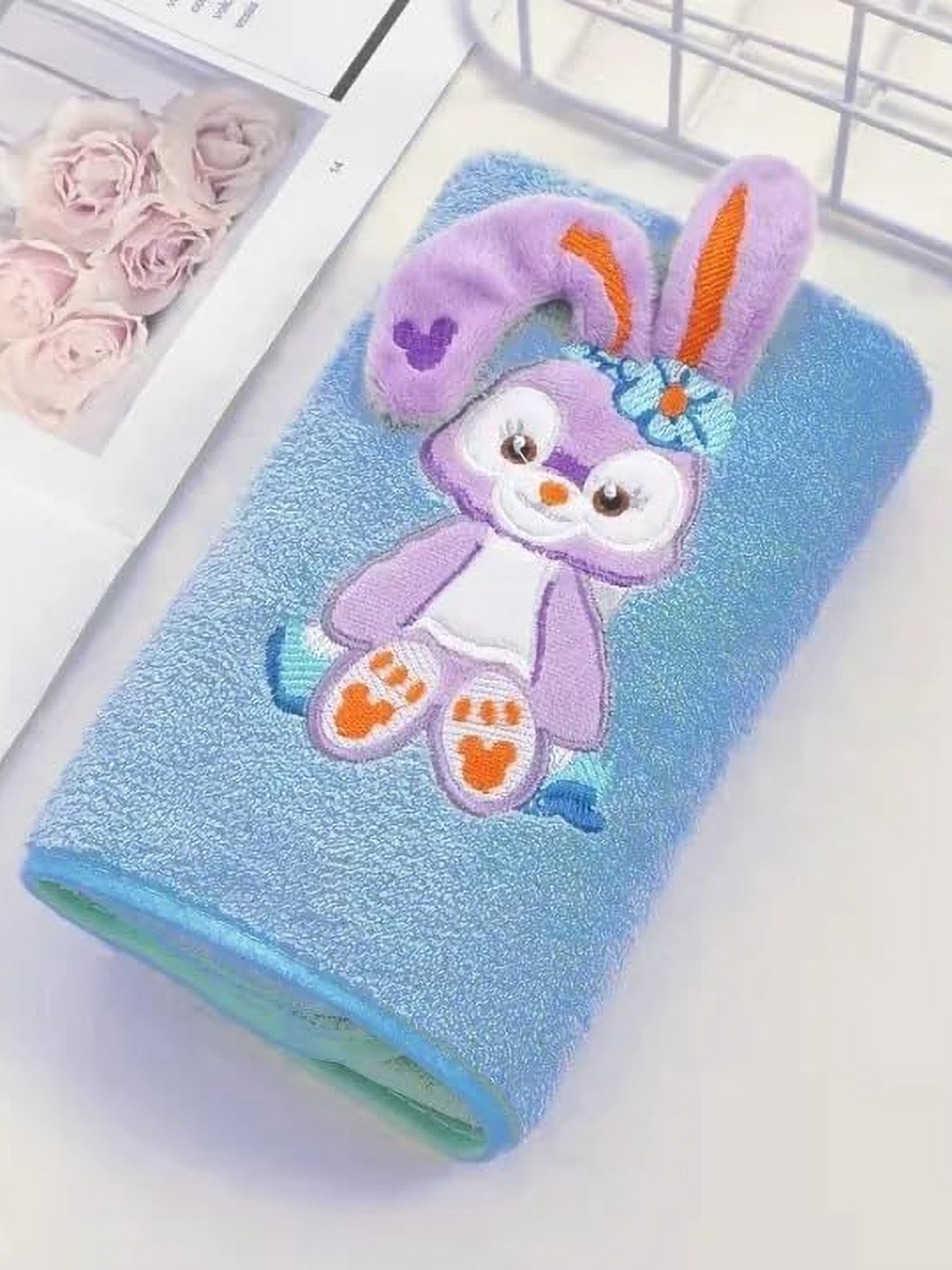 

Butterthief Kids Blue & Purple Bunny Printed Microfiber 380 GSM Bath Towel