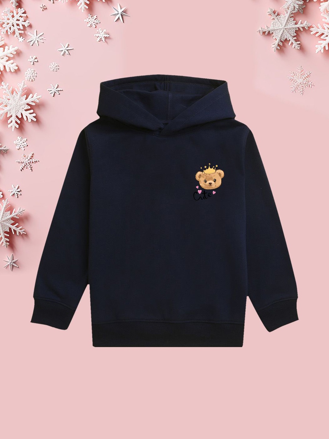 

NUSYL Girls Graphic Printed Hooded Sweatshirt, Navy blue