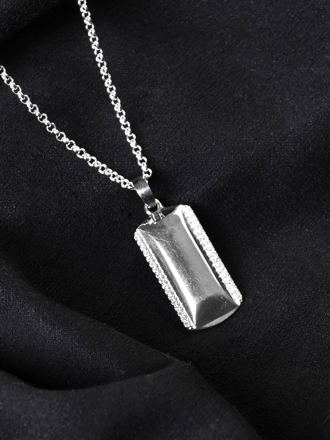 

Clara Rhodium-Plated Geometric Pendants with Chains, Silver