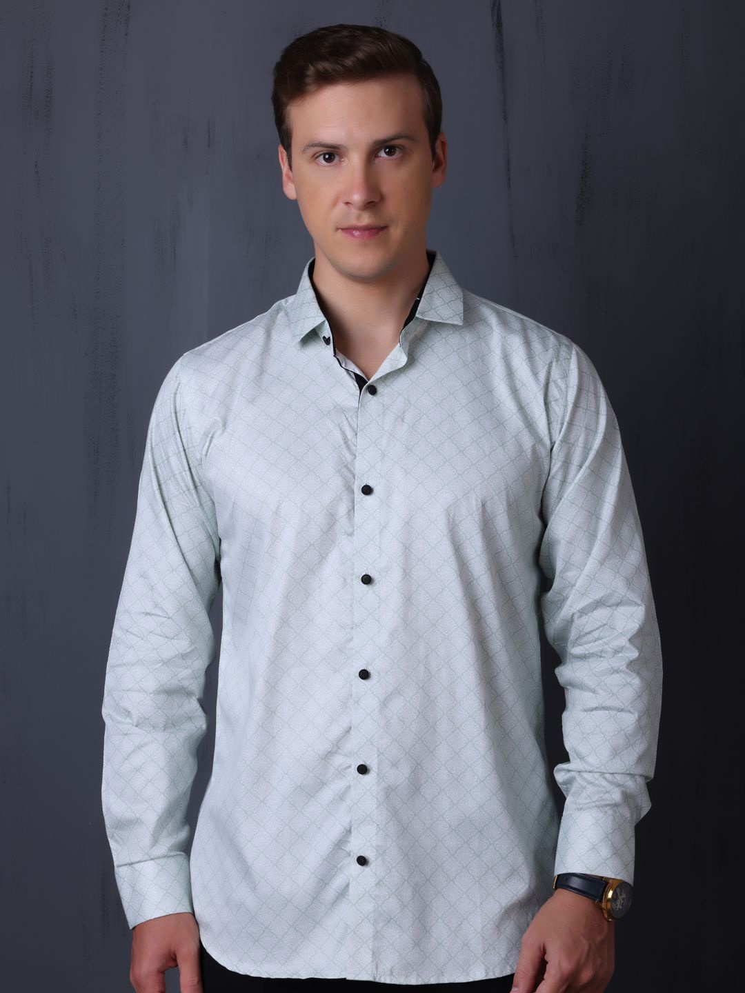 

FILO HEVIS Men Cotton Printed Formal Shirt, Blue