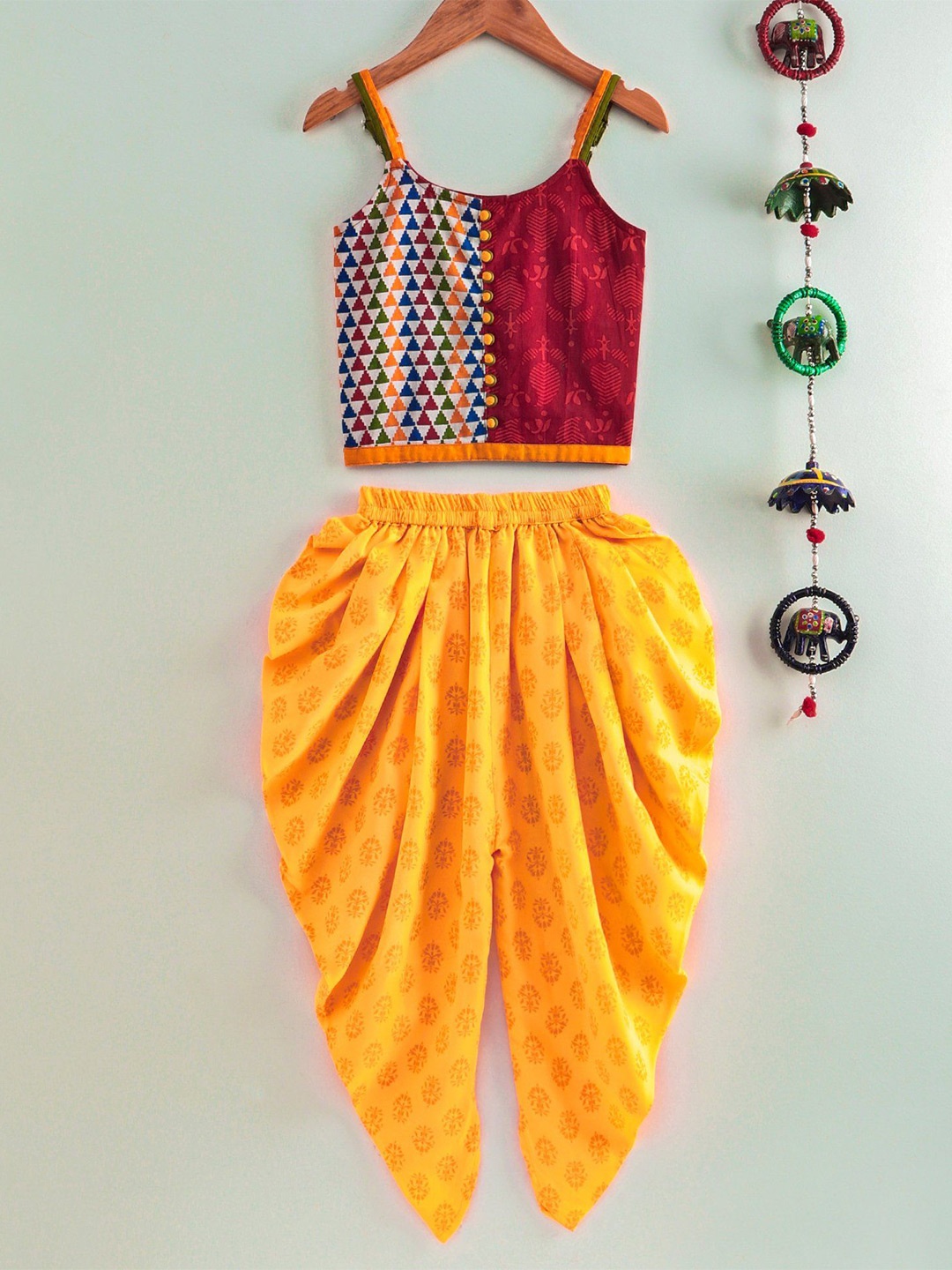 

Twisha Girls Printed Top with Dhoti Pants, Maroon