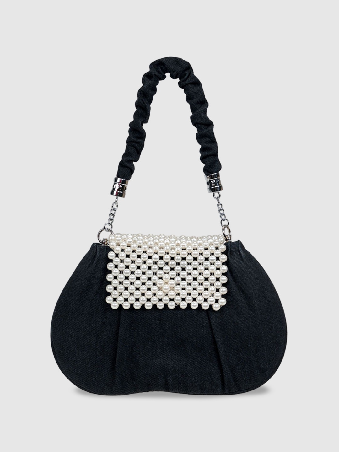 

D'oro Embellished Structured Handheld Bag, Black