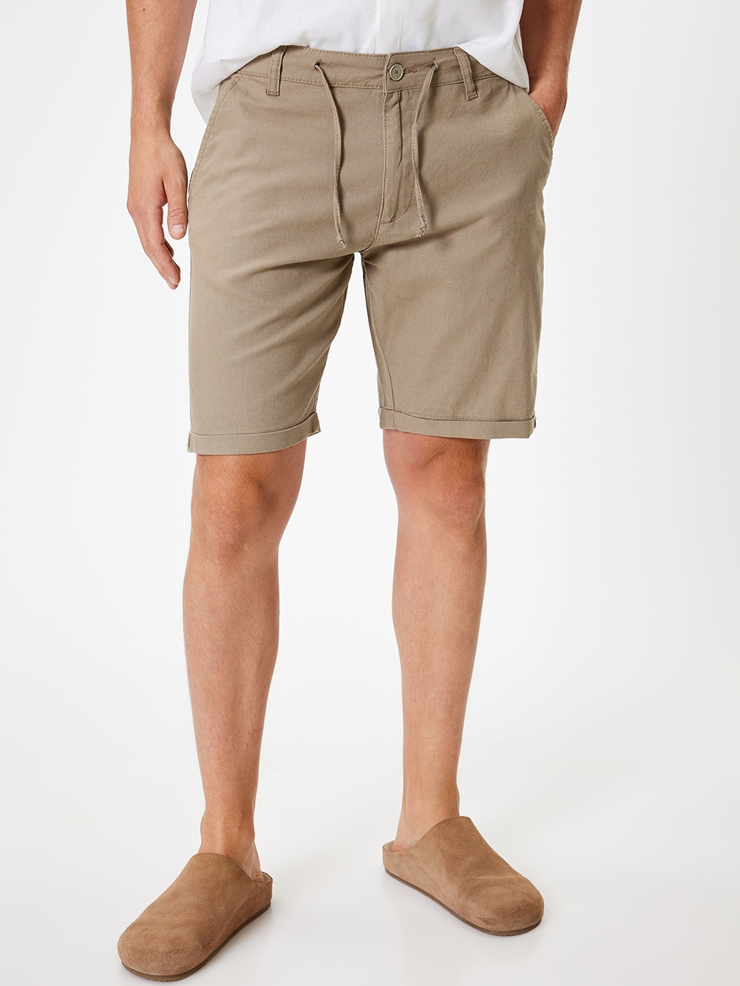 

Koton Men Linen Shorts, Brown