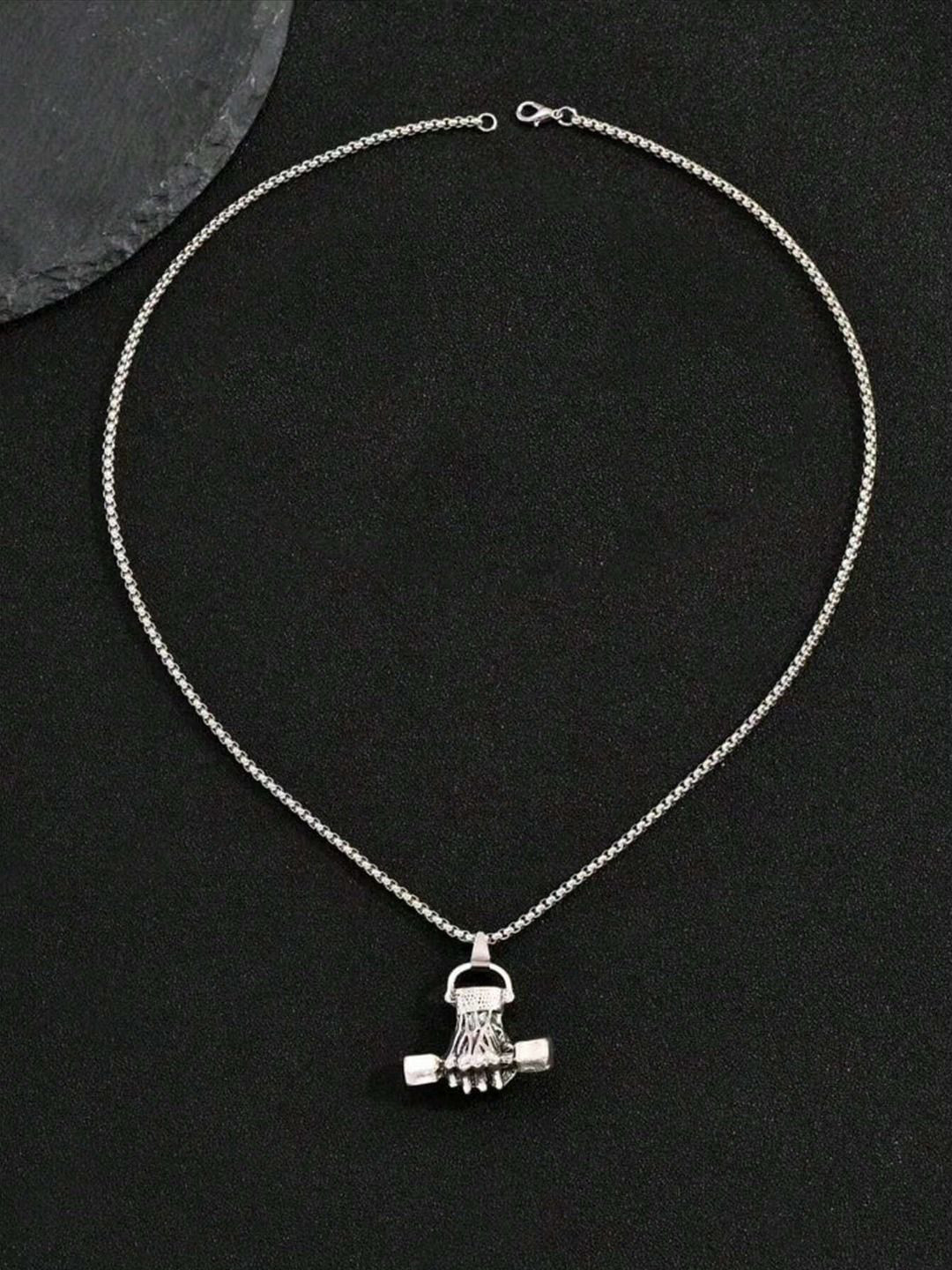 

KRENOZ Men Silver-Plated Contemporary Pendants with Chains