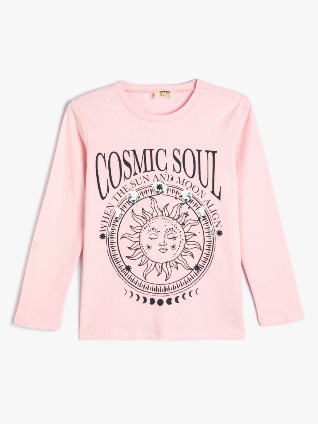 

Koton Girls Graphic Printed Round Neck Cotton T-Shirt, Pink