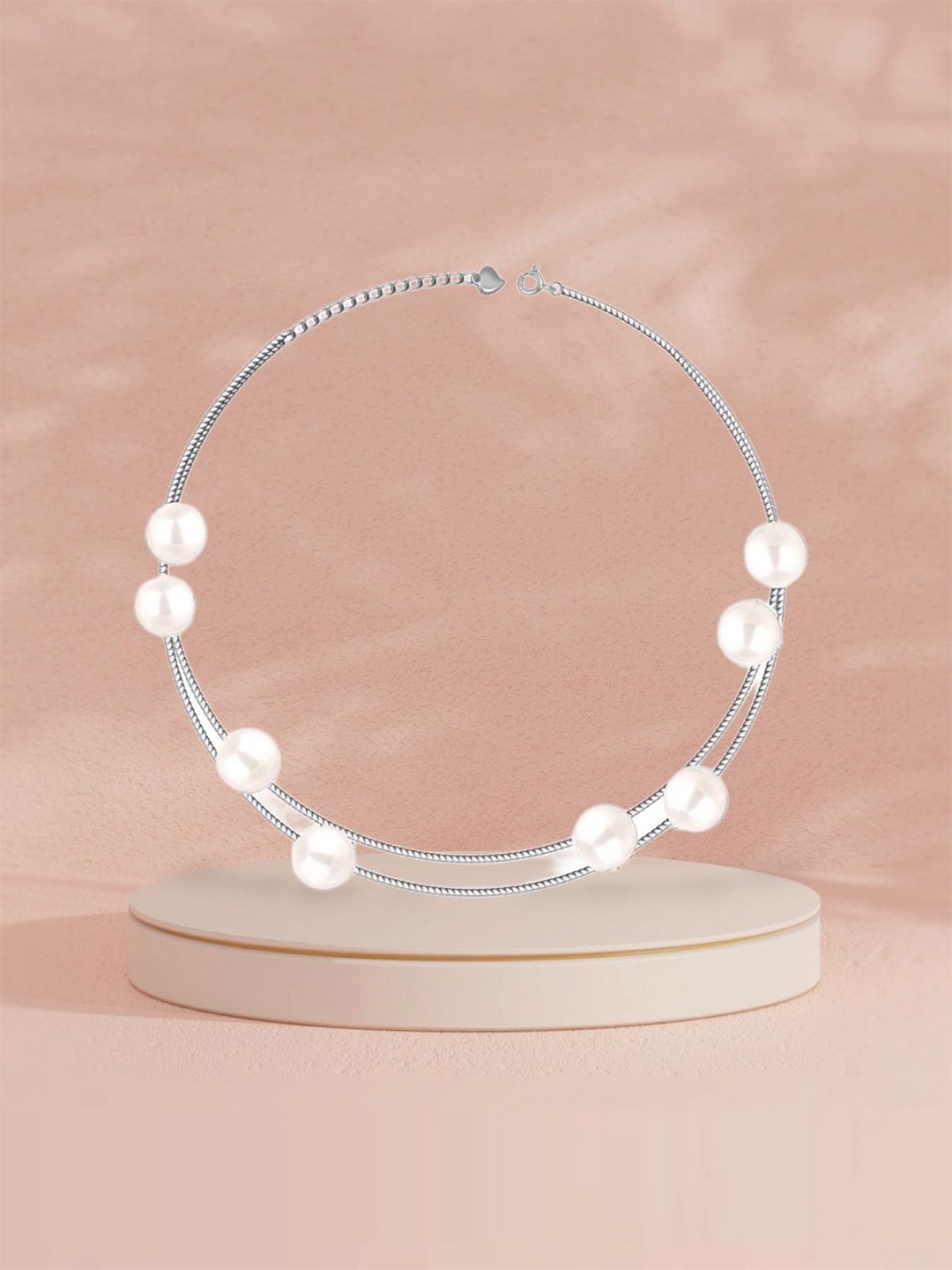 

De Flossy Silver Women Sterling Silver Pearls Wraparound Bracelet