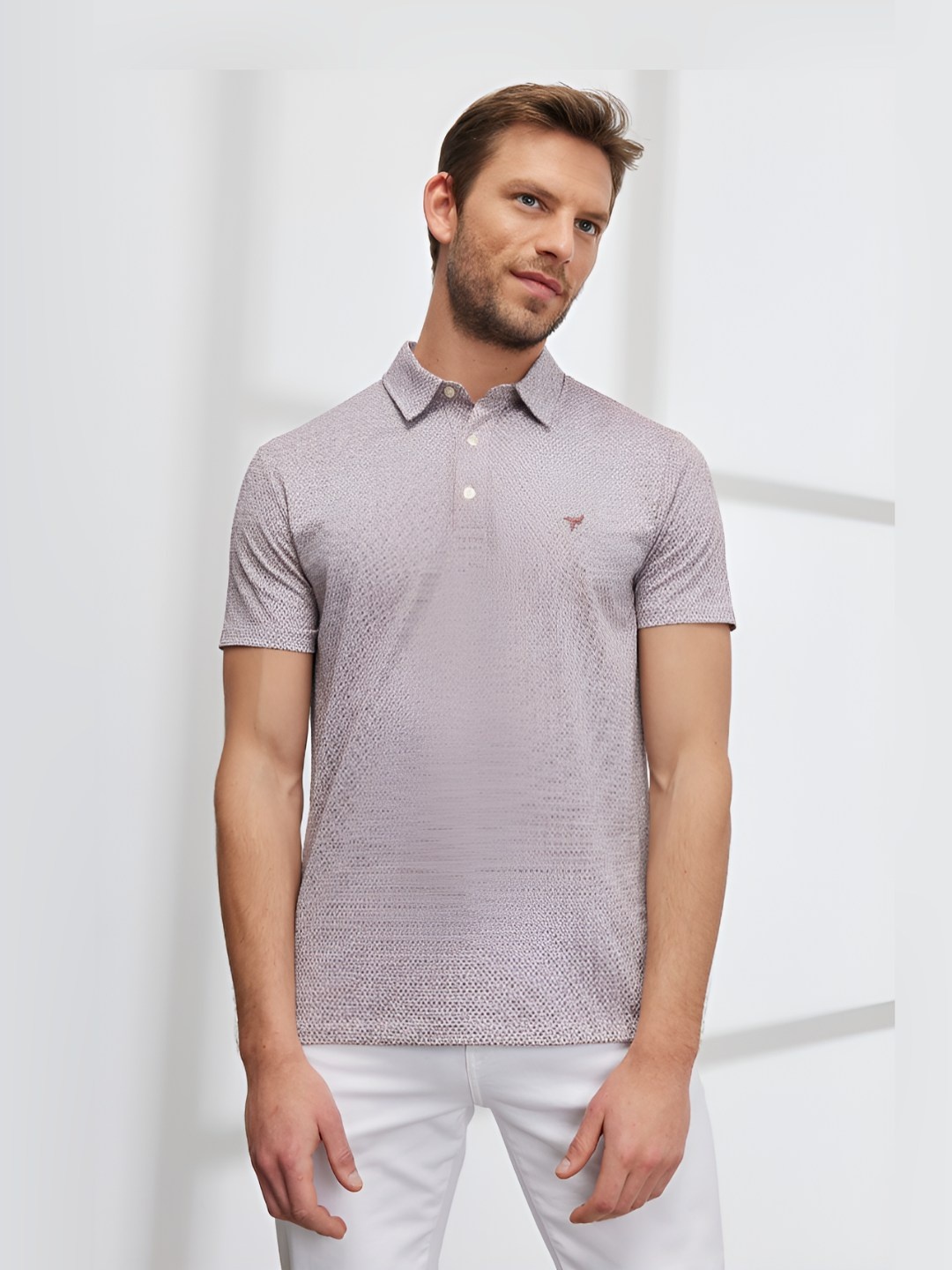 

ALTINYILDIZ CLASSICS AC Co. Men Solid Polo Collar Cotton T-Shirt, Pink
