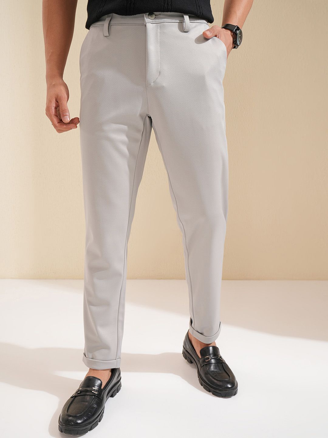 

HIGHLANDER Men Slim Fit Trousers, Grey