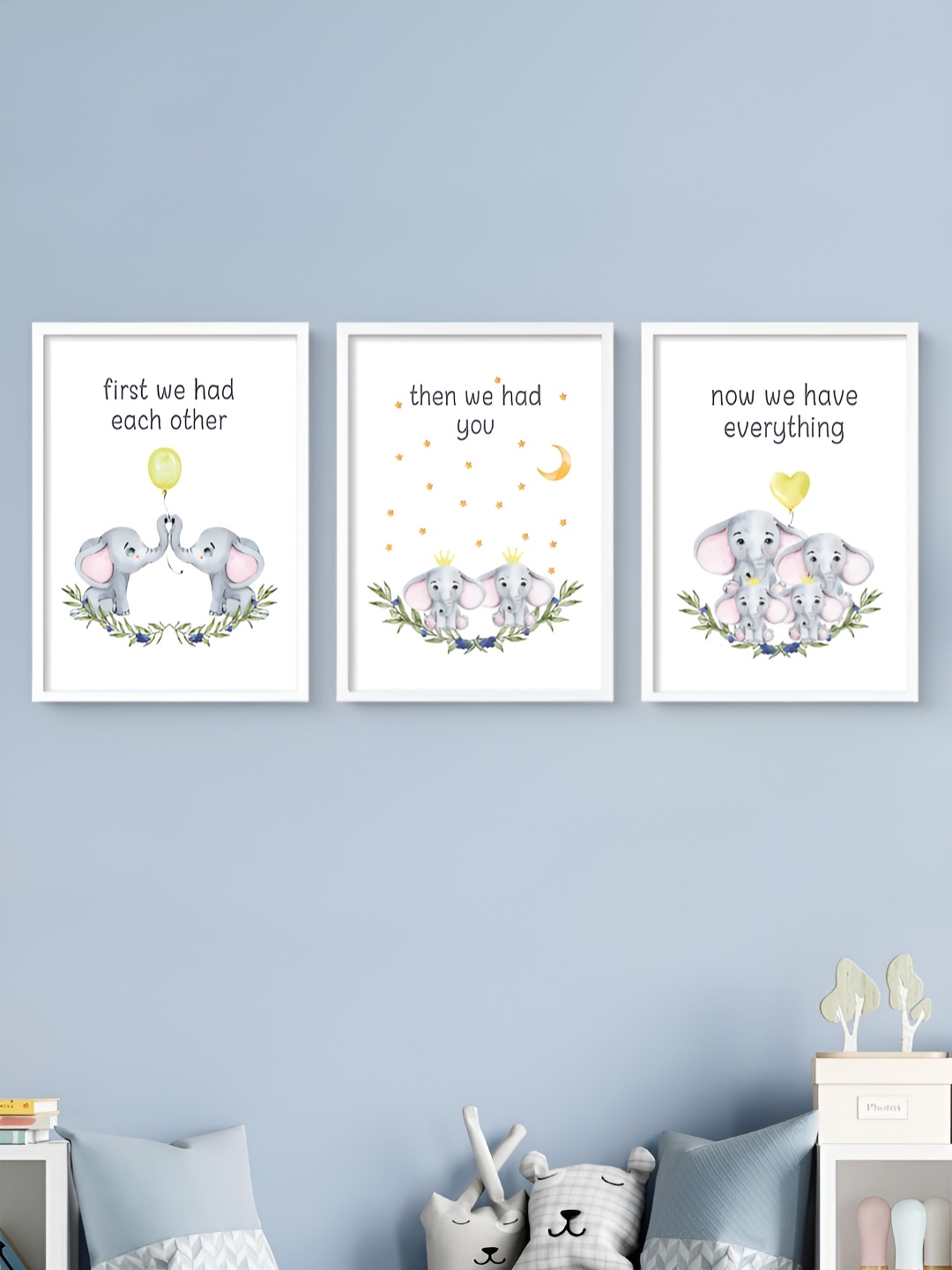 

My Kids Wall White & Purple 3 Pieces Birds And Animals Wall Art