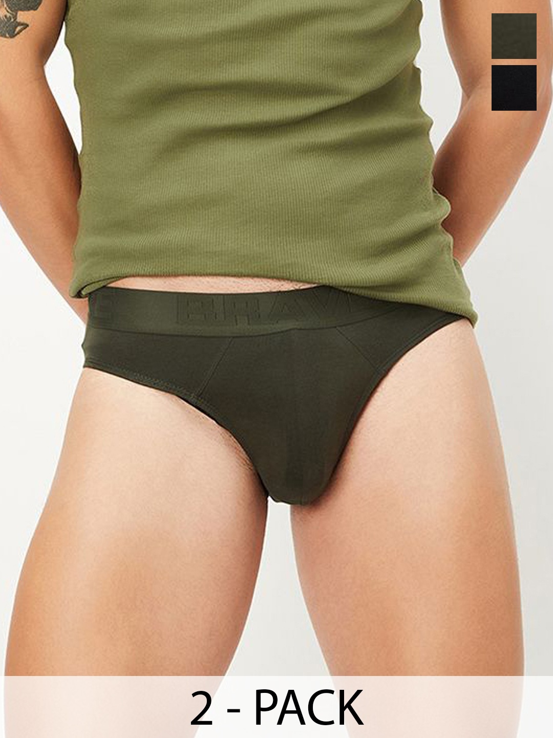 

max Pack Of 2 Basic Briefs 1000013562126, Olive