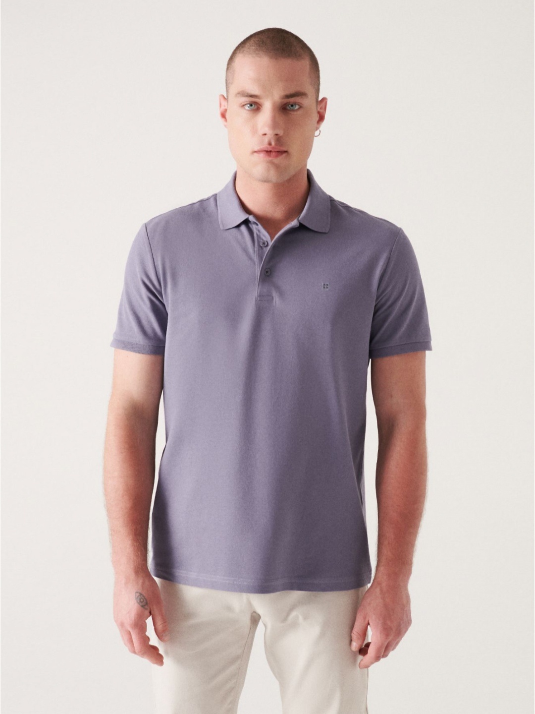 

AVVA Men Solid Polo Collar Cotton T-Shirt, Lavender