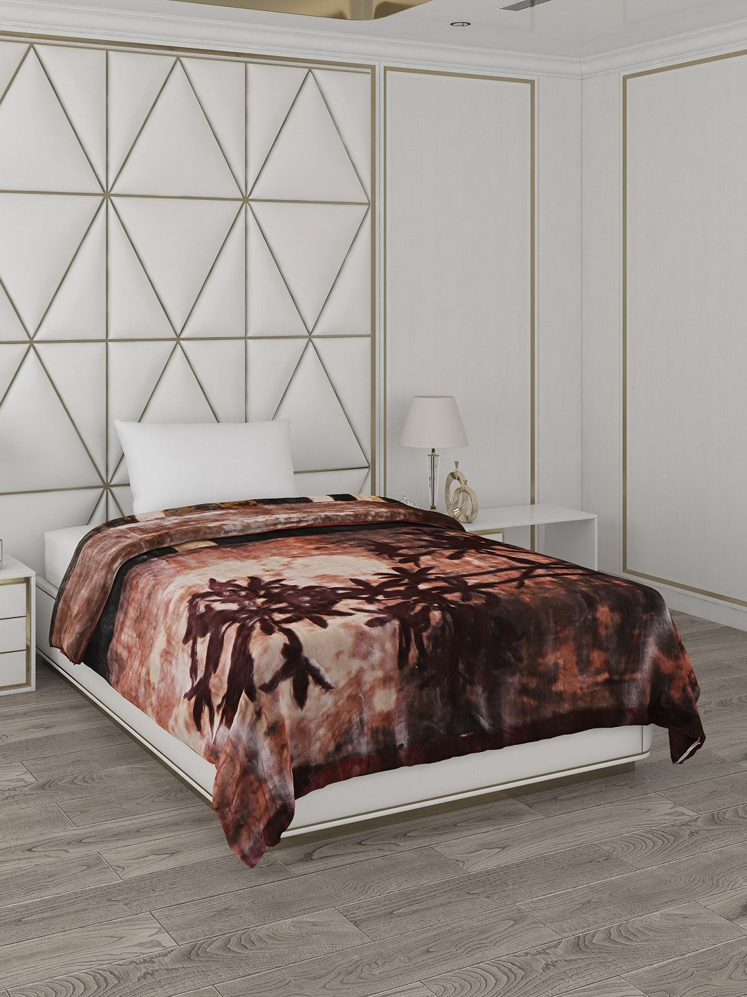 

Monte Carlo Brown & Maroon Floral Printed Heavy Winter 100 GSM Single Bed Blanket