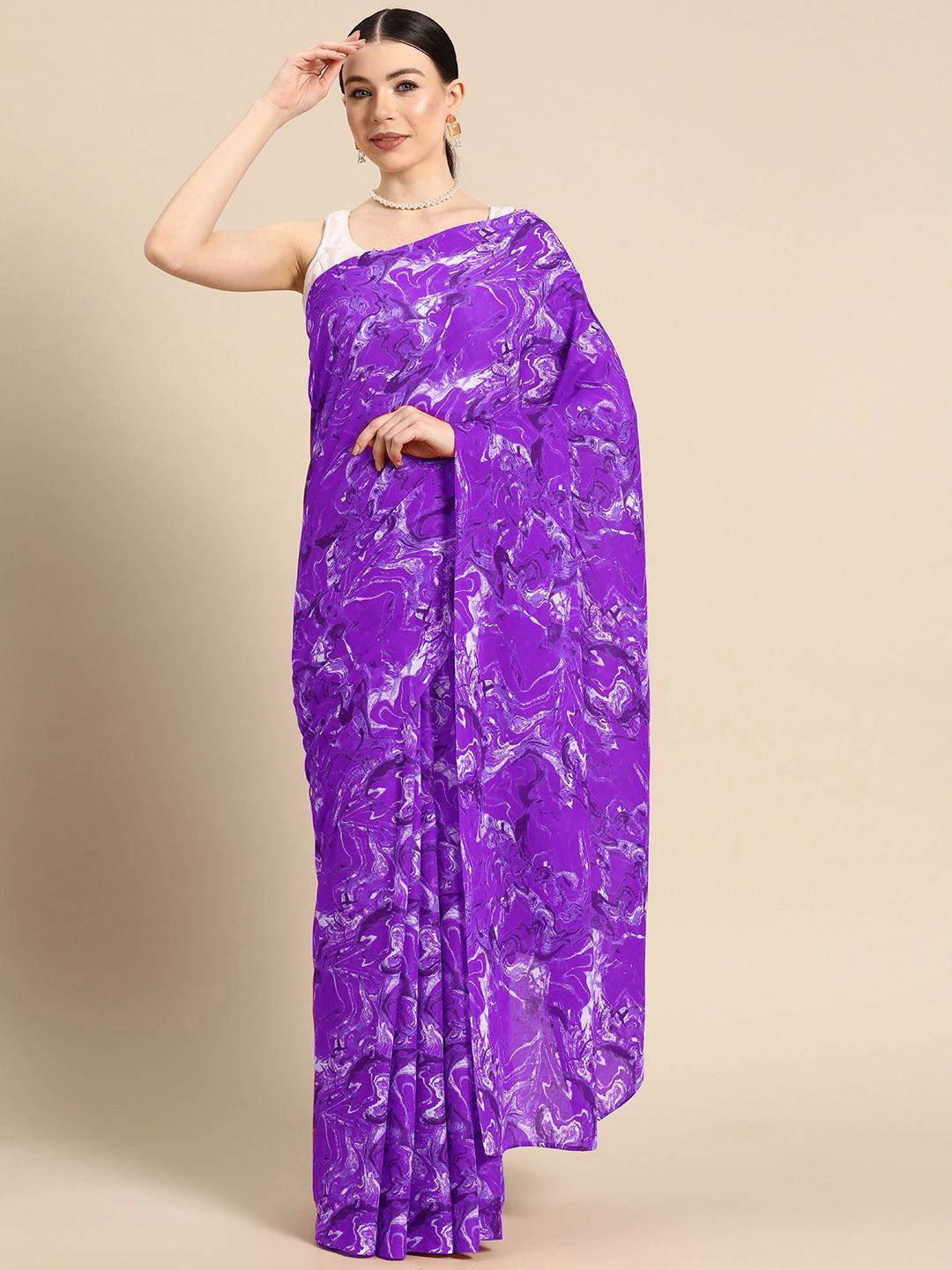 

BUTA BUTI Pure Cotton Saree, Purple