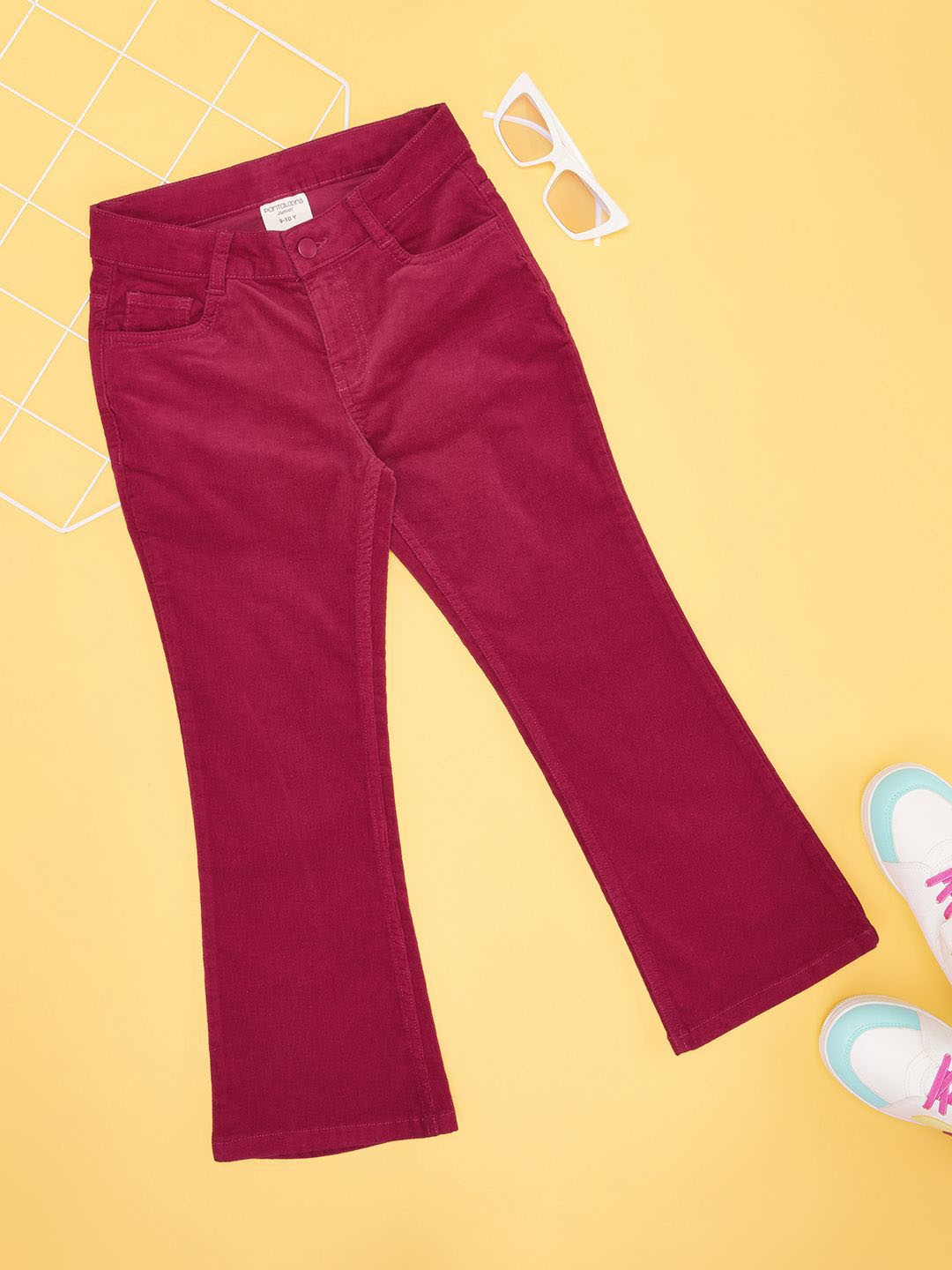 

Pantaloons Junior Girls Wide Leg Trousers, Magenta