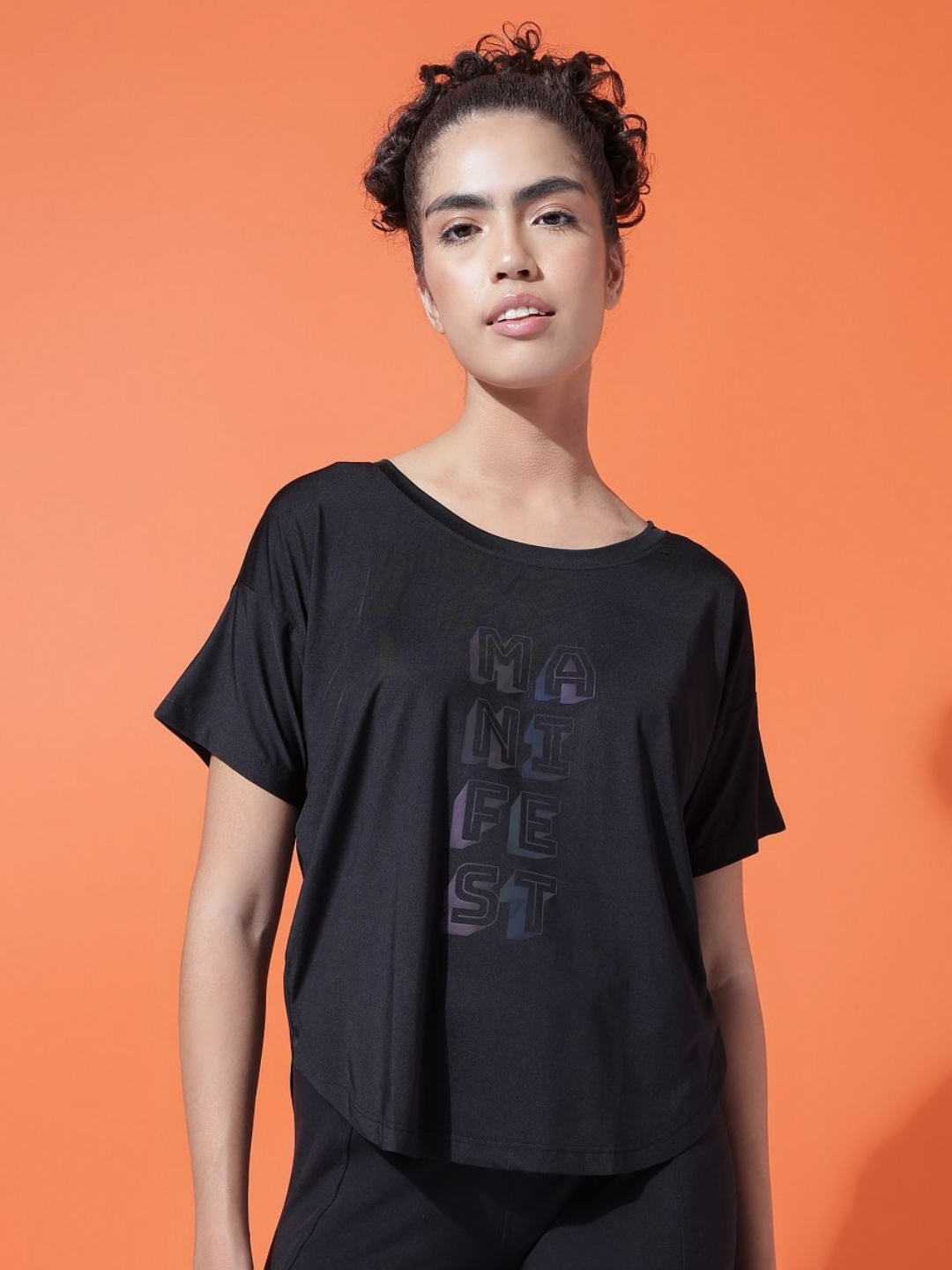 

MKH Women Typography Printed Round Neck T-Shirt, Black