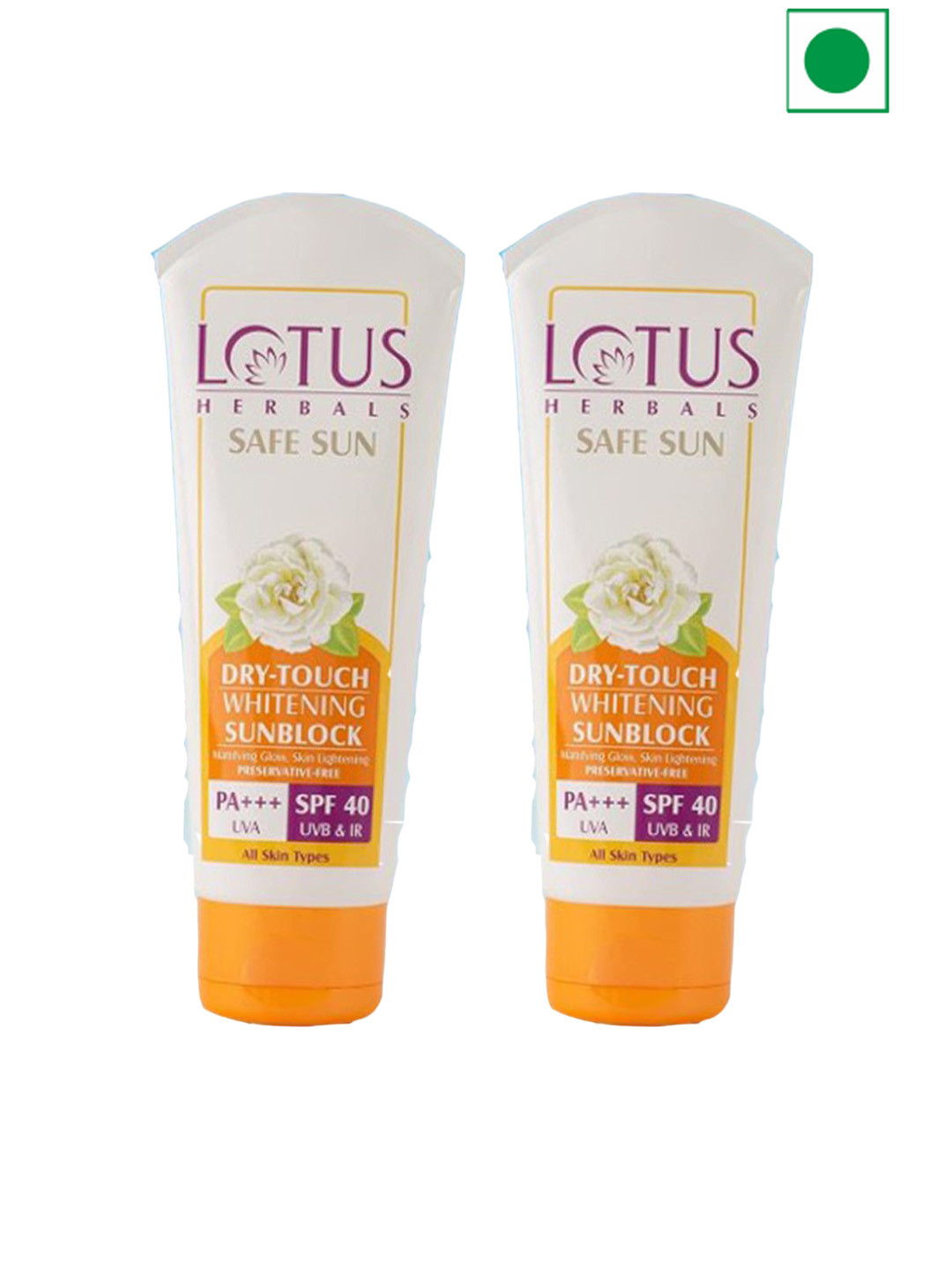 

Lotus Herbals Safe Sun Set Of 2 Dry Touch Whitening SPF 40 Sunscreen - 100g Each, White
