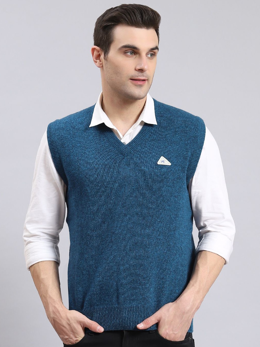 

Monte Carlo Men Woollen Sweater Vest, Turquoise blue