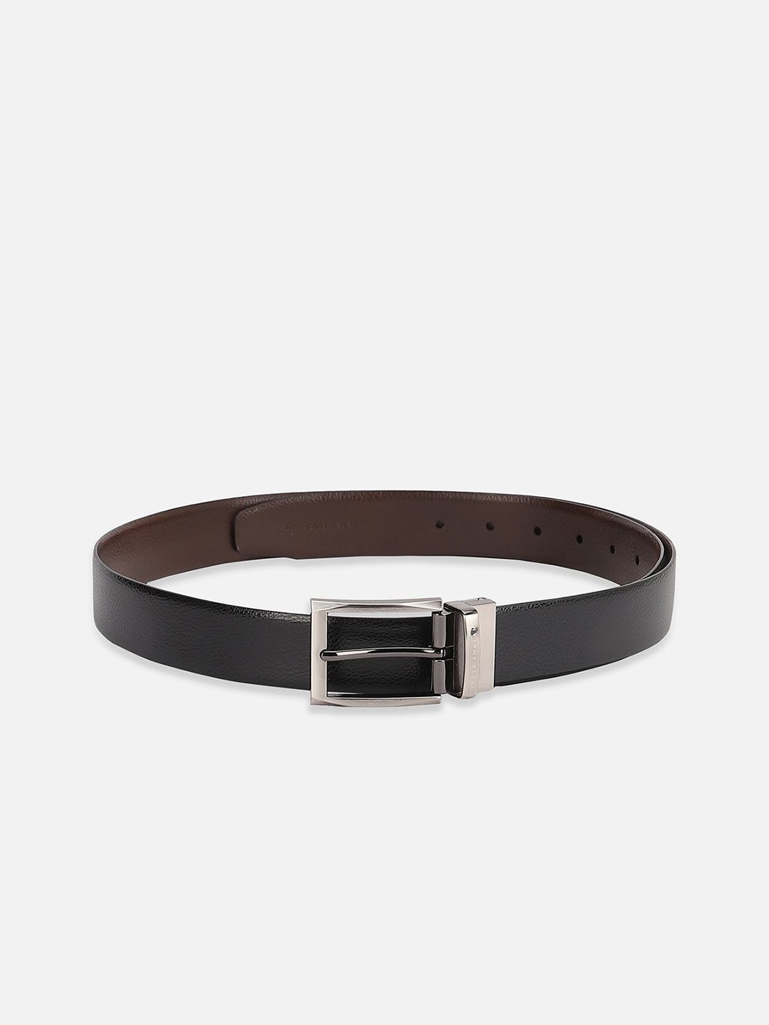 

Peter England Men Tang Closure Textured Reversible Formal Belt, Black