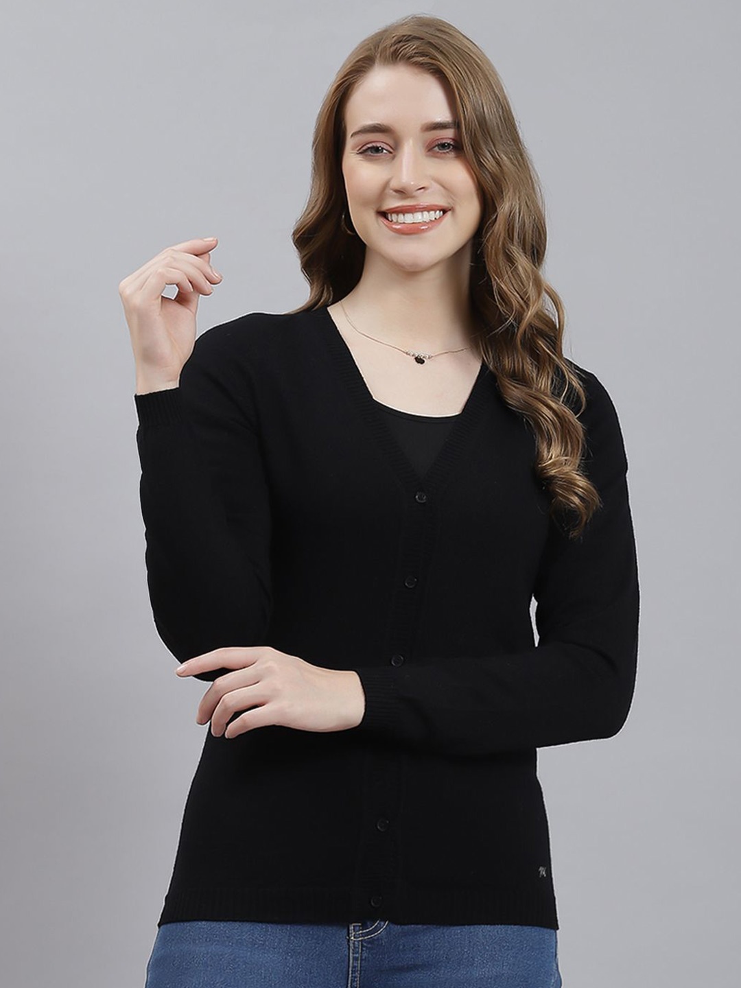

Monte Carlo Women Woollen Cardigan, Black