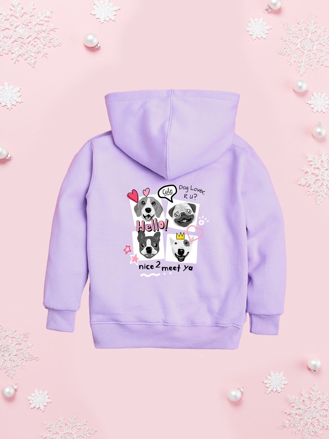 

NUSYL Girls Graphic Printed Hooded Sweatshirt, Purple