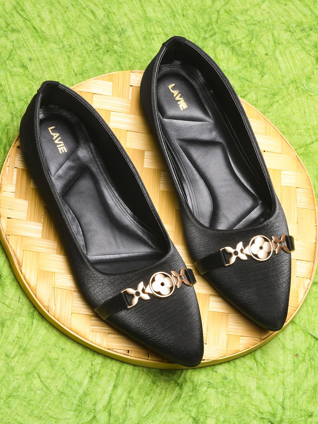 

Lavie Women Embellished Pointed Toe Ballerinas, Black