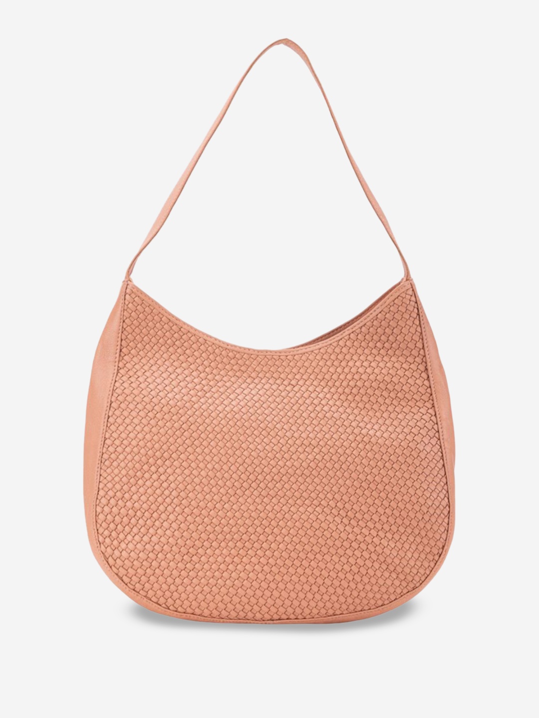 

Abelardo De Moda Textured Leather Structured Hobo Bag with Cut Work, Peach