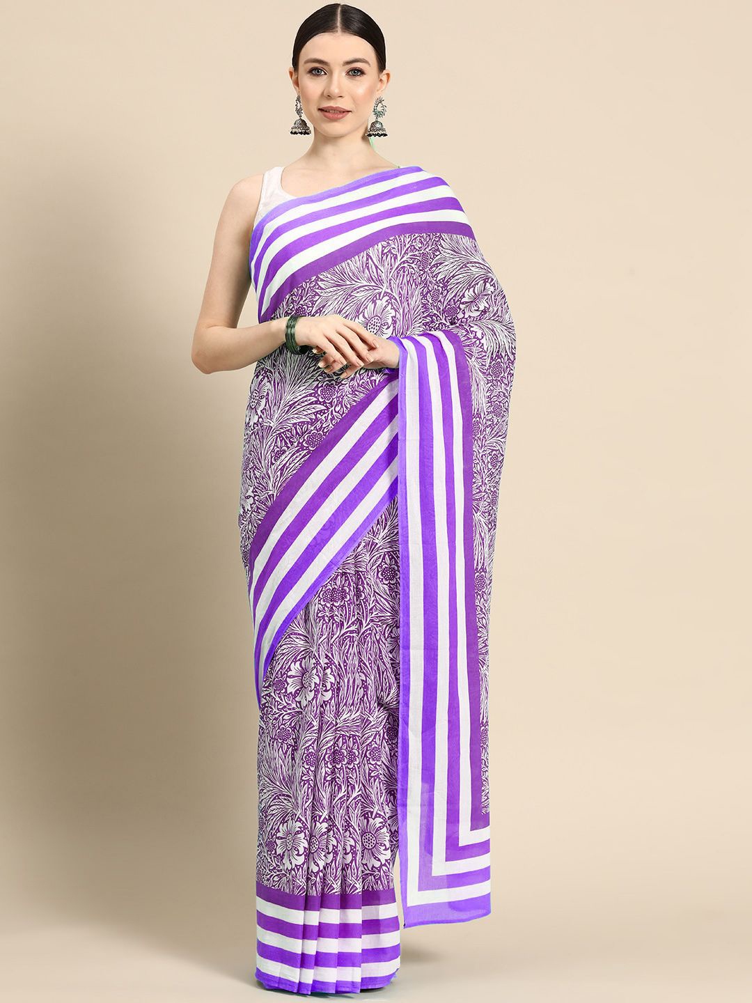 

BUTA BUTI Pure Cotton Saree, Purple
