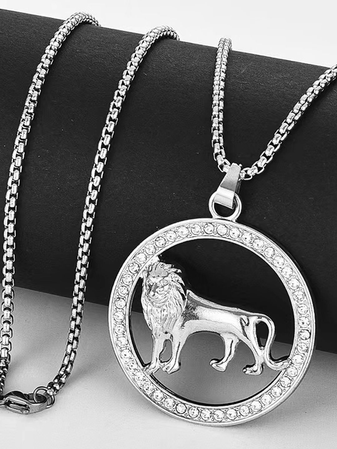 

KRENOZ Men Silver-Plated Quirky Pendants with Chains