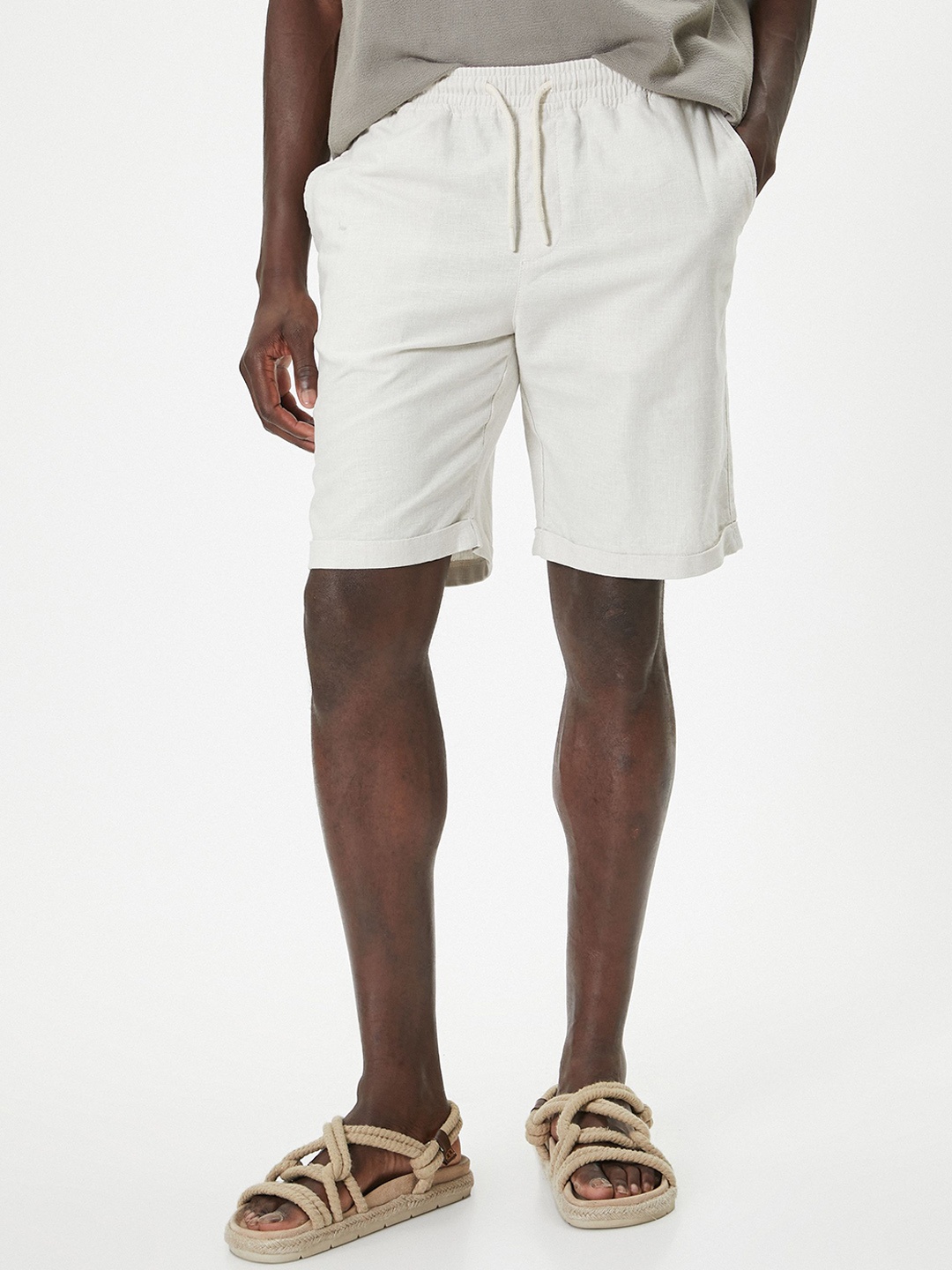 

Koton Men Linen Shorts, Beige