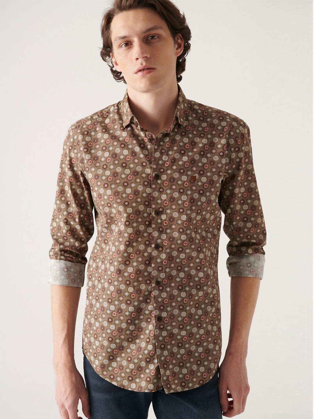 

AVVA Men Printed Polo Collar Pockets T-shirt, Na