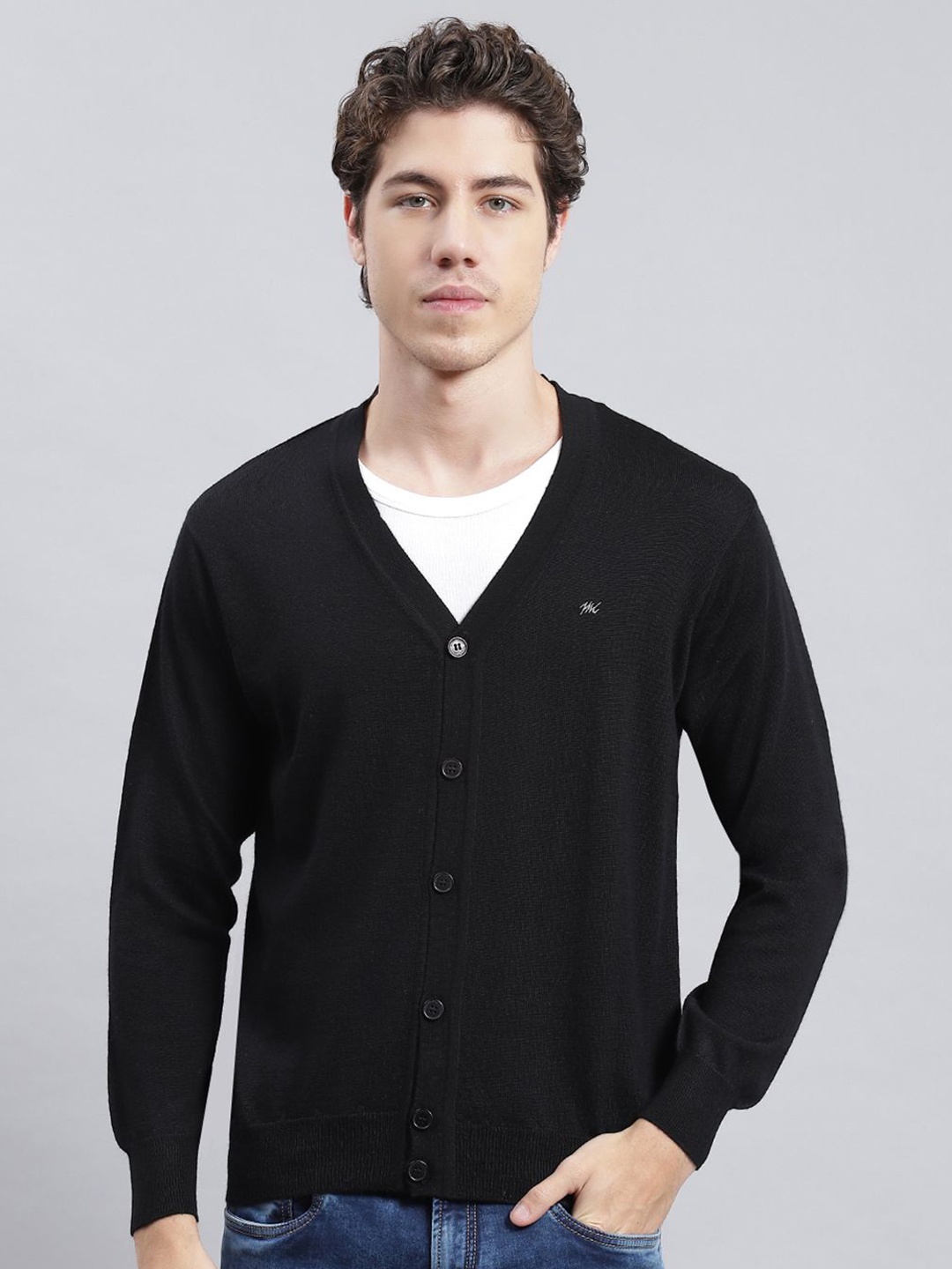 

Monte Carlo Men Woollen Cardigan, Black